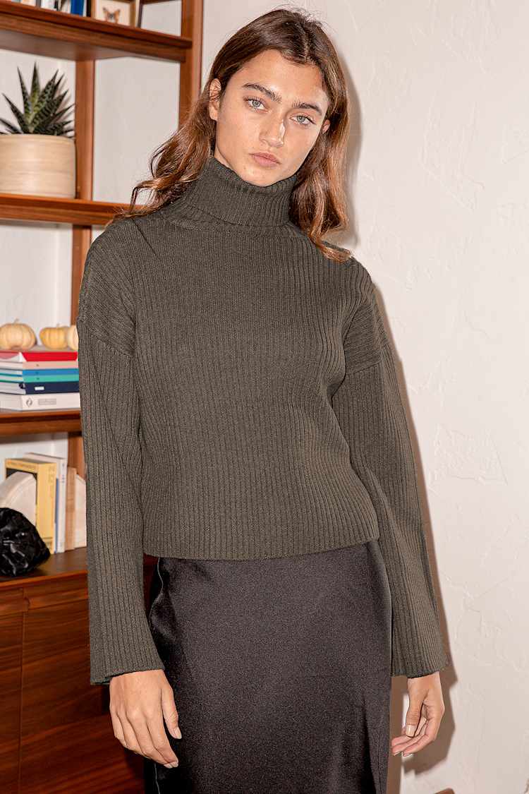 olive green turtleneck