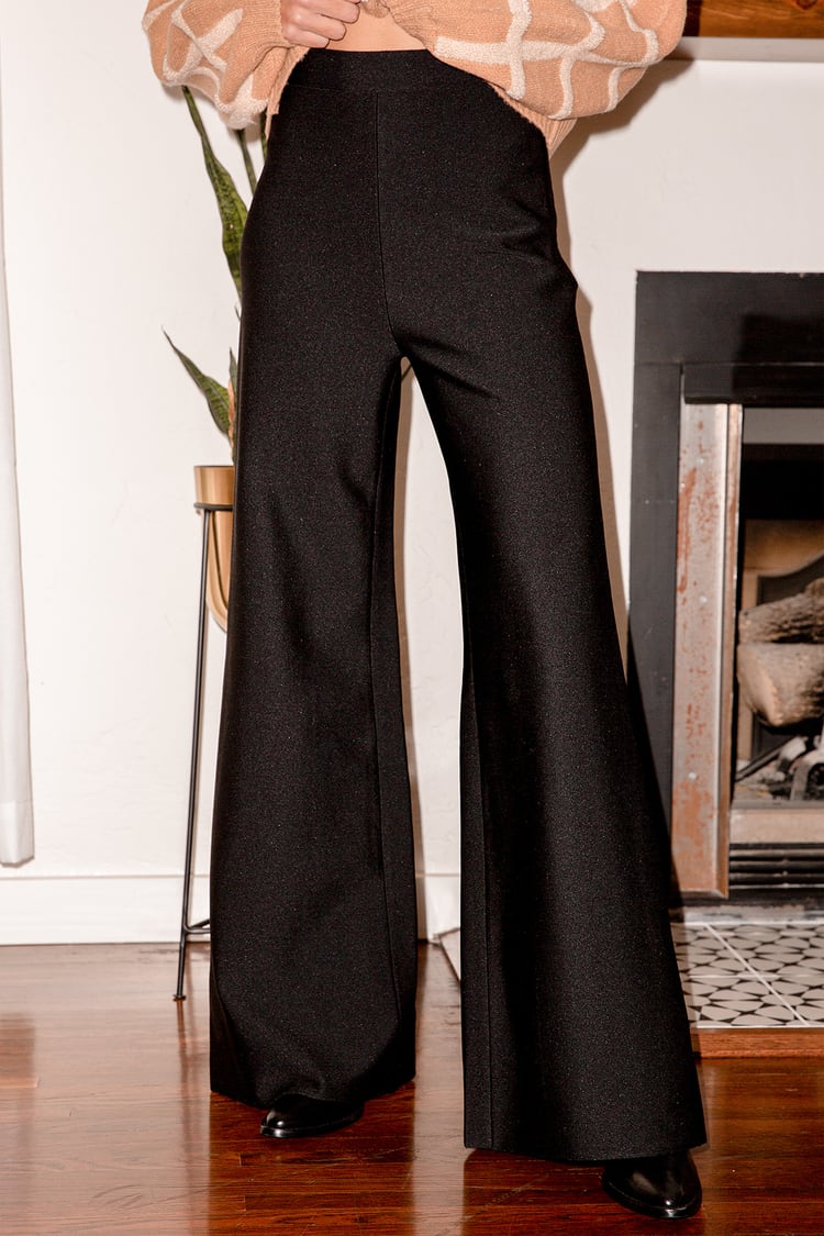 Professionally Chic Black High-Waisted Wide-Leg Pants