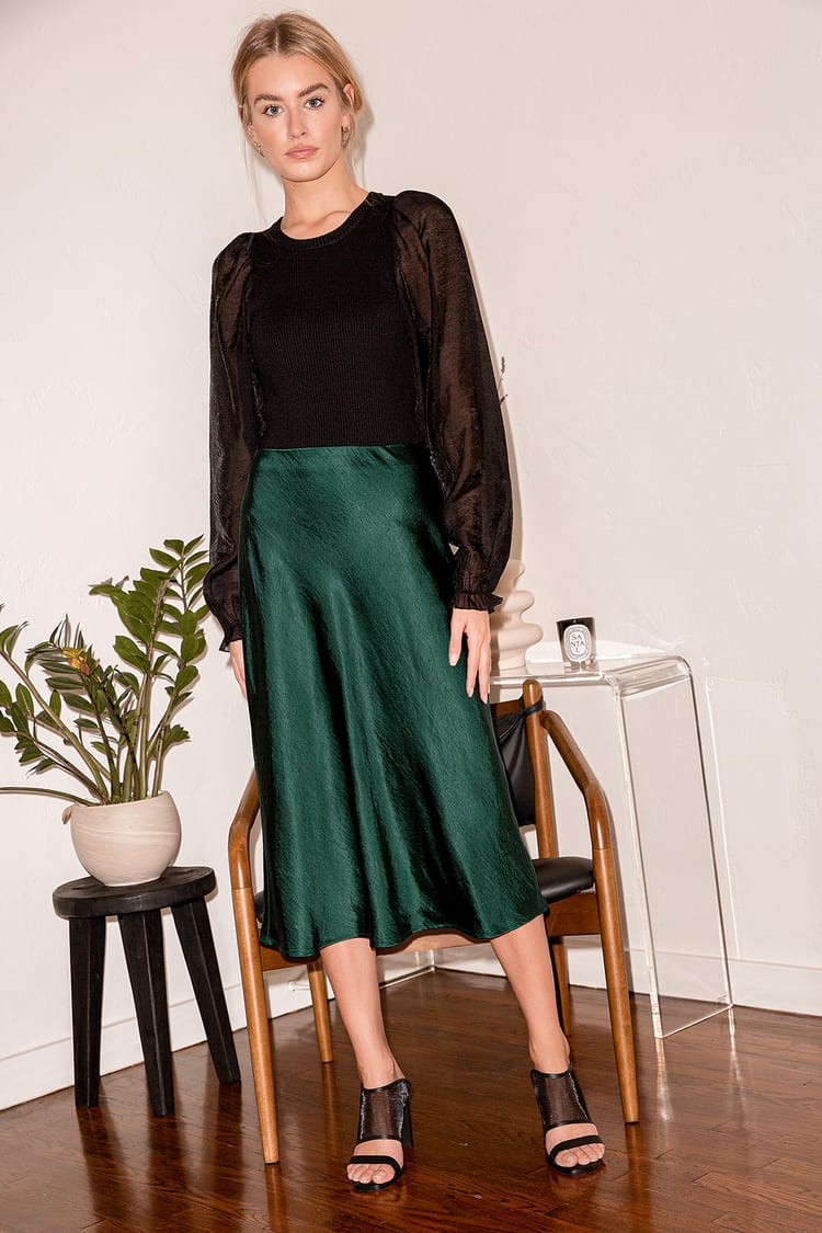 Emerald Green Satin Skirt | brebdude.com
