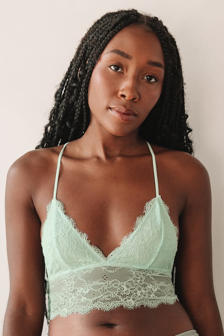 Caught a Crush Light Green Lace Bralette