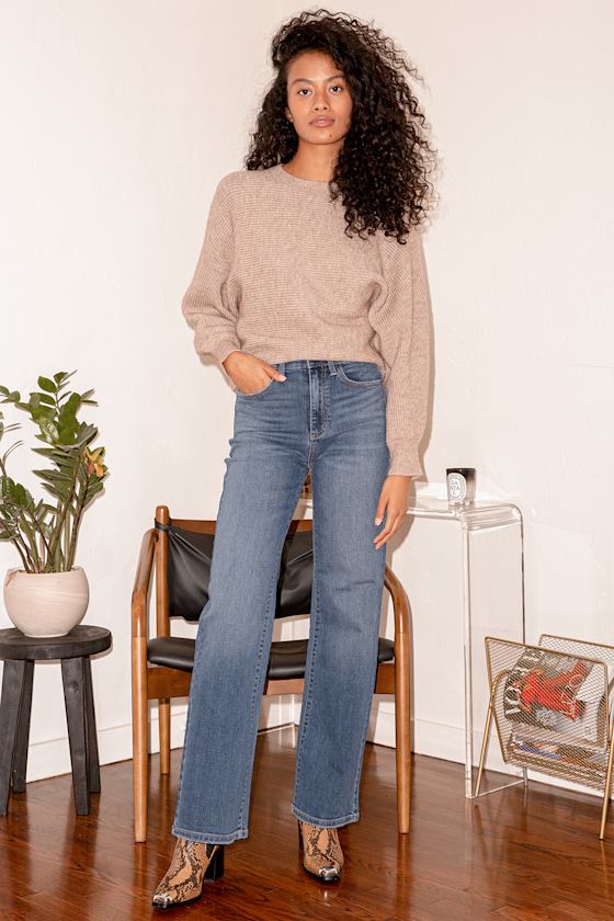 On Our Own Medium Wash High Rise Wide-Leg Jeans 1