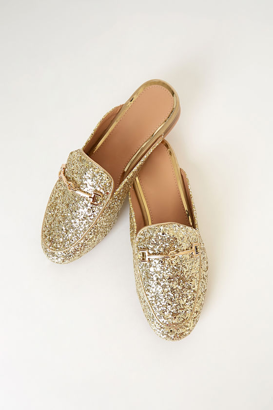 Margie Gold Glitter Loafer Slides 4