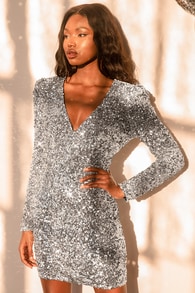Brand New You Silver Sequin Bodycon Mini Dress