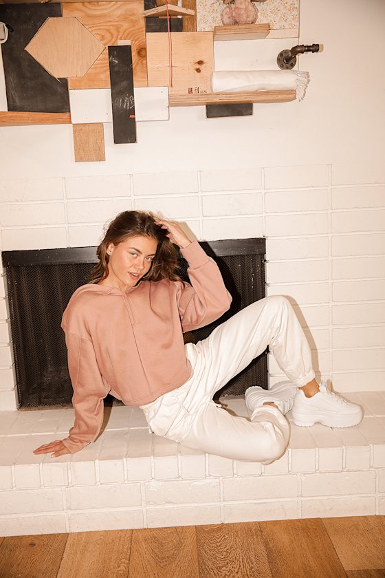 License to Chill Blush Pink Quarter-Zip Cropped Hoodie 4