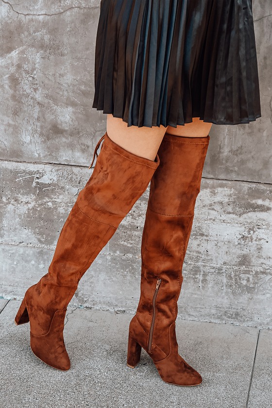 Catwalk Strut Tan Suede Over the Knee Boots