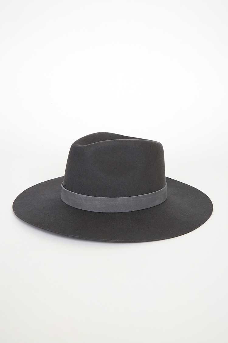 WYETH 100% Wool River Charcoal Grey Fedora Western Boho Hat Pinched Wide Brim Wyeth River Hat - Charcoal Grey Wool Hat - Wide-Brim Fedora  main image 3