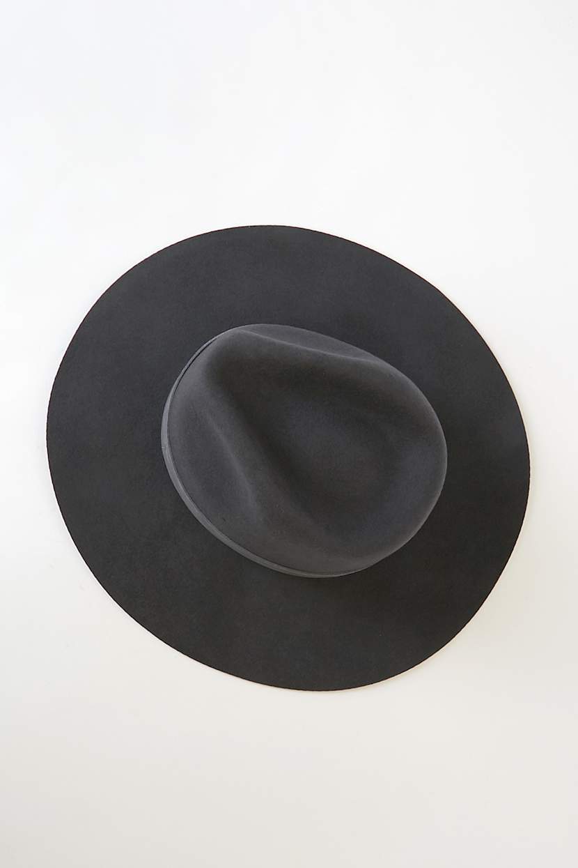 WYETH 100% Wool River Charcoal Grey Fedora Western Boho Hat Pinched Wide Brim Wyeth River Hat - Charcoal Grey Wool Hat - Wide-Brim Fedora  main image 2