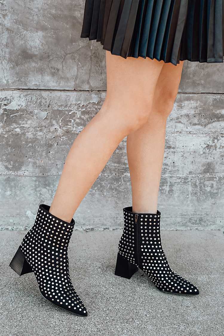 steve madden black studded booties