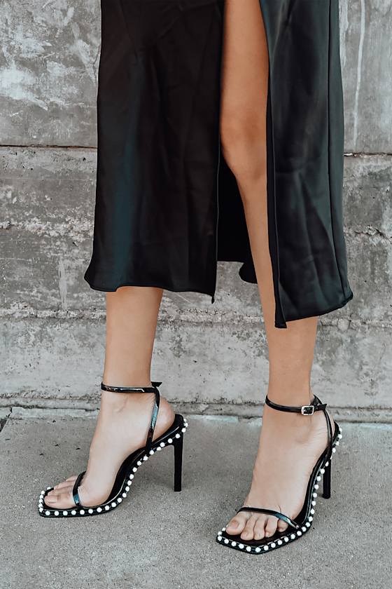 steve madden black crystal heels