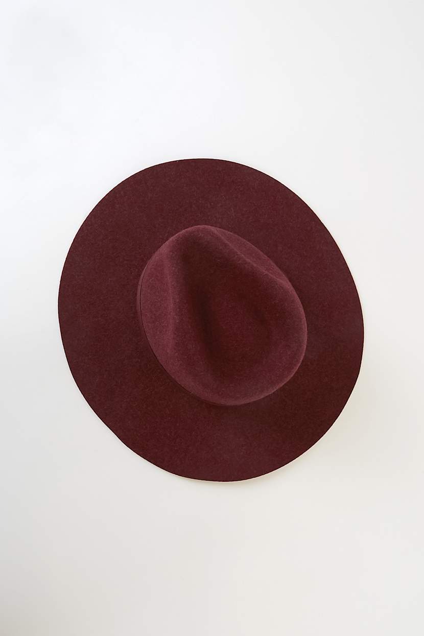 Wyeth Lila Hat - Trendy Wine Red Fedora Hat - Wool Fedora  display picture 2