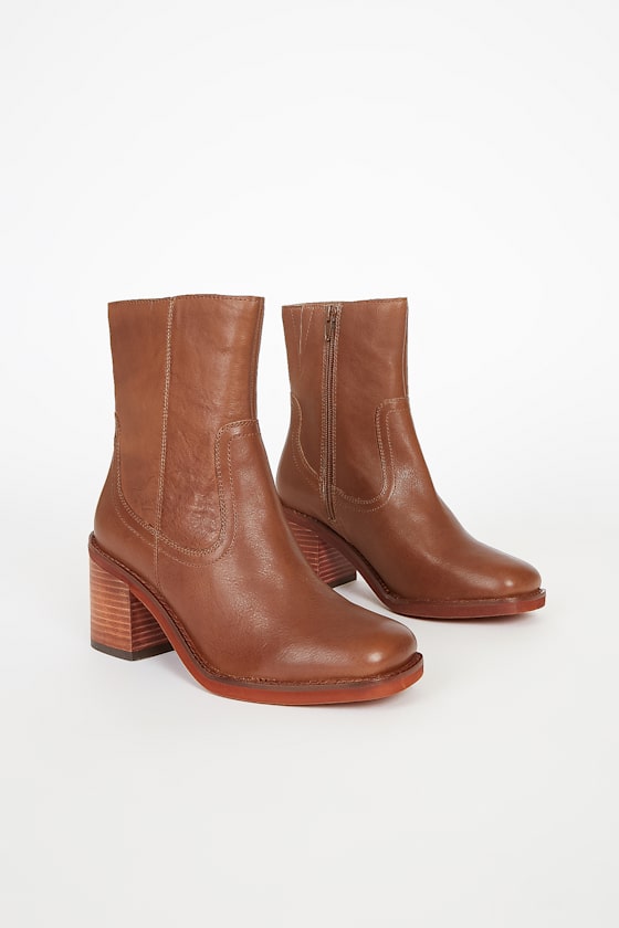 Turbulent Tan Leather Square Toe Mid-Calf Boots 2