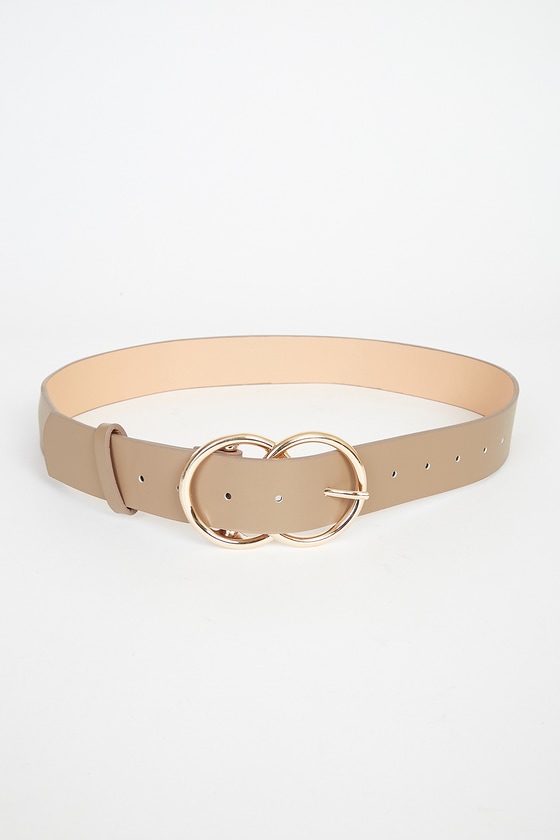Double Oh Heaven Taupe Double Buckle Belt