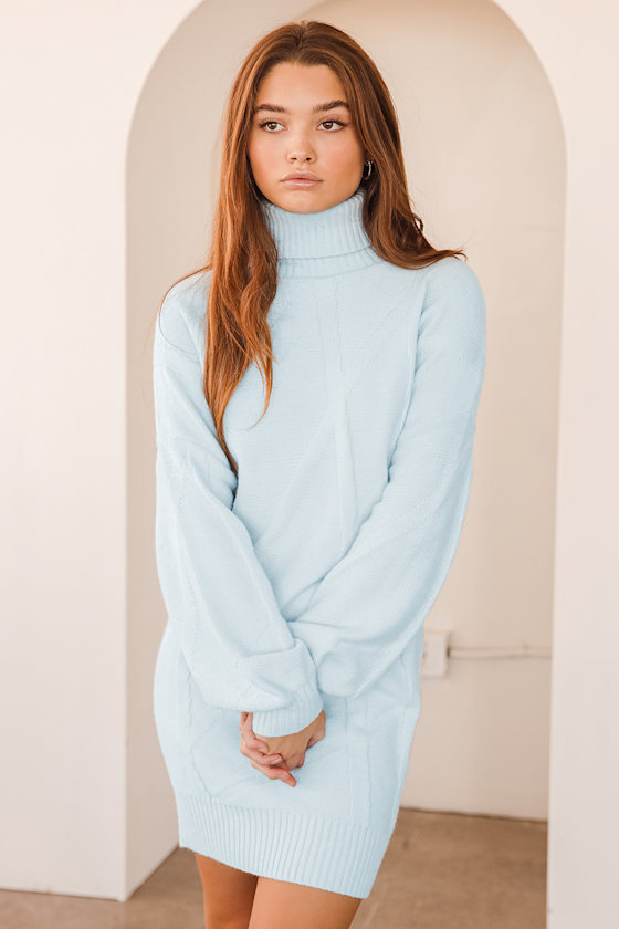 bright blue sweater dress