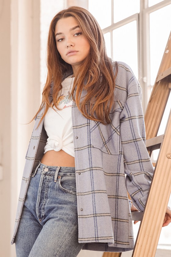 Keep It Cool Blue Plaid Shacket