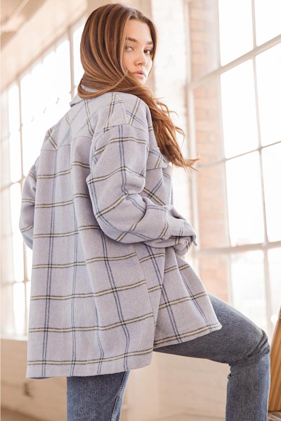 Blue Plaid Shacket | Womens | Small (Available in XS, M, L, Xl) | Lulus Exclusive