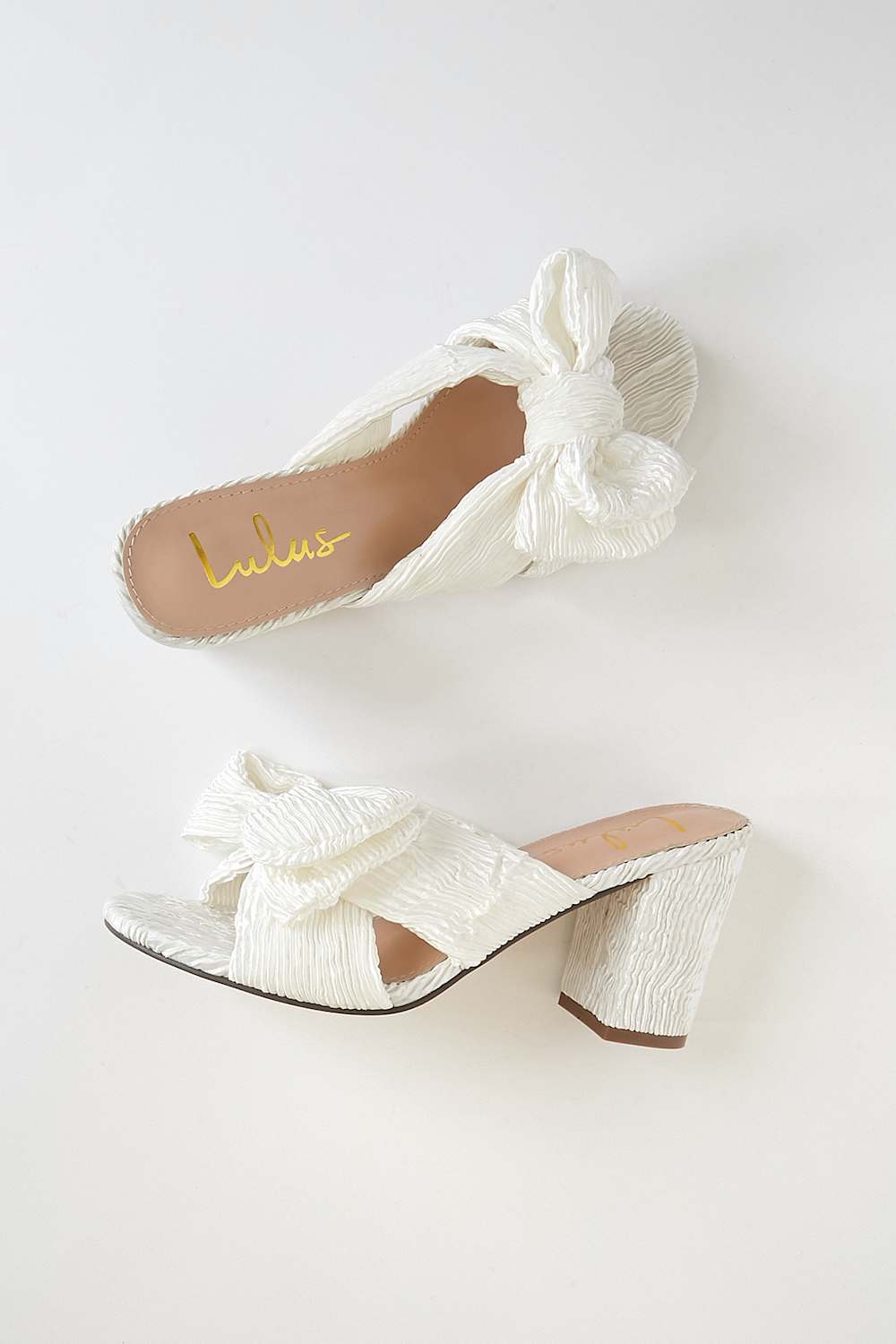 Dorothea Ivory Knotted High Heel Sandals