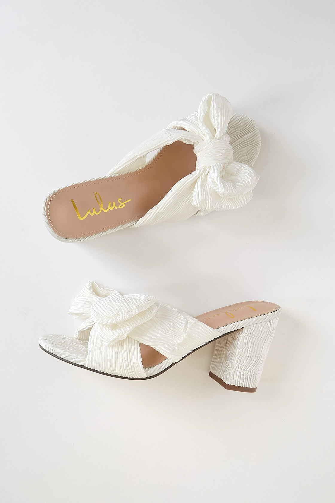Dorothea Ivory Knotted High Heel Sandals