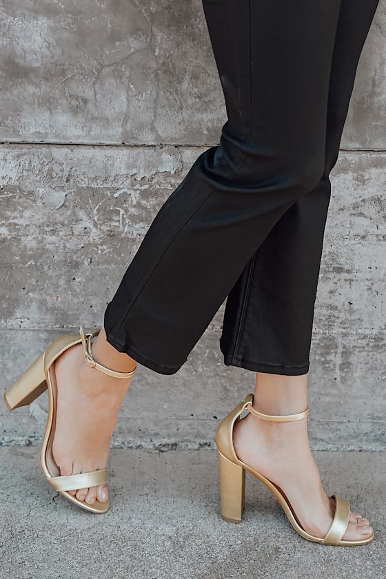 metallic gold strap heels
