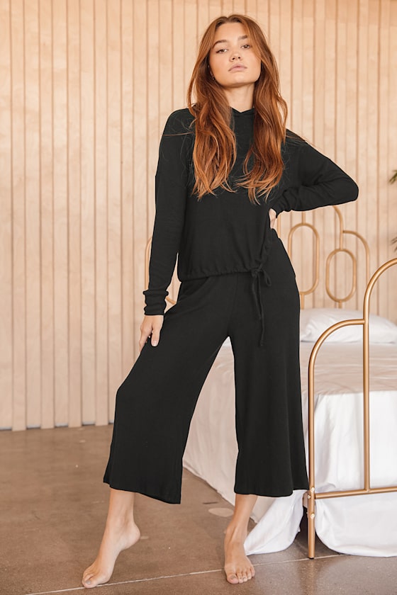 Bypusti Soft Wide Leg, Lounge Trousers by BYoung - Black