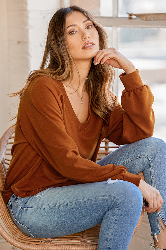 rust color sweatshirt