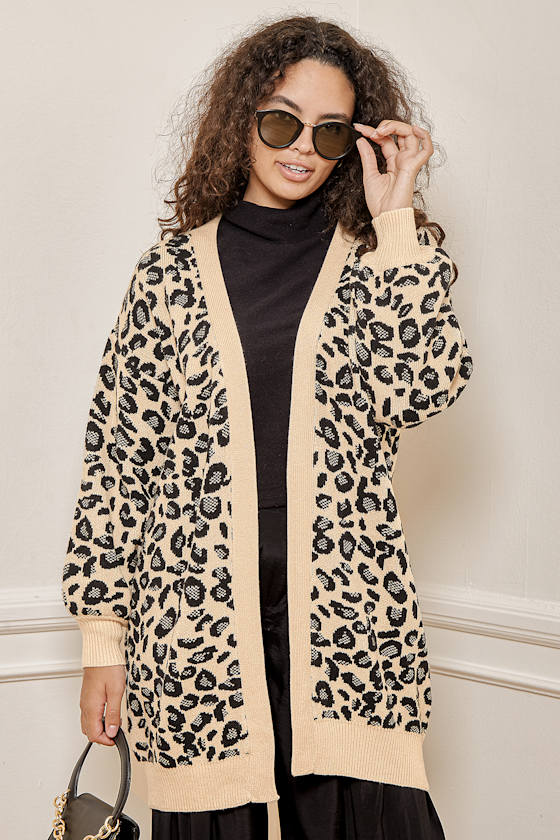 leopard print cardigan sweater