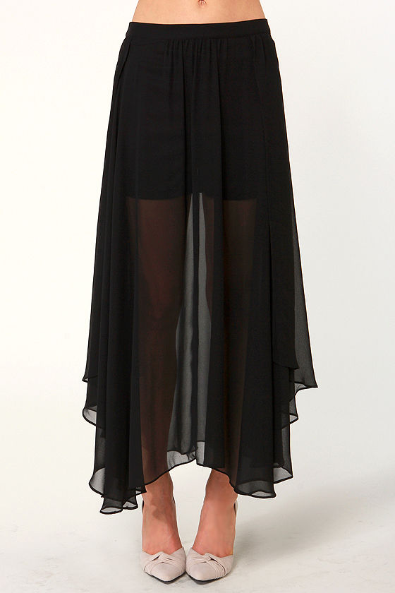 Lovely Black Skirt - Maxi Skirt - Black Skort - $39.00 - Lulus