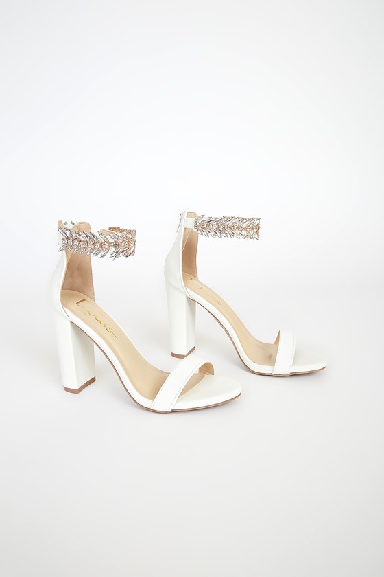 Ivory Block Heel Bridal Shoes Crystal and Pearl Design – Custom Wedding  Shoes by A Bidda Bling