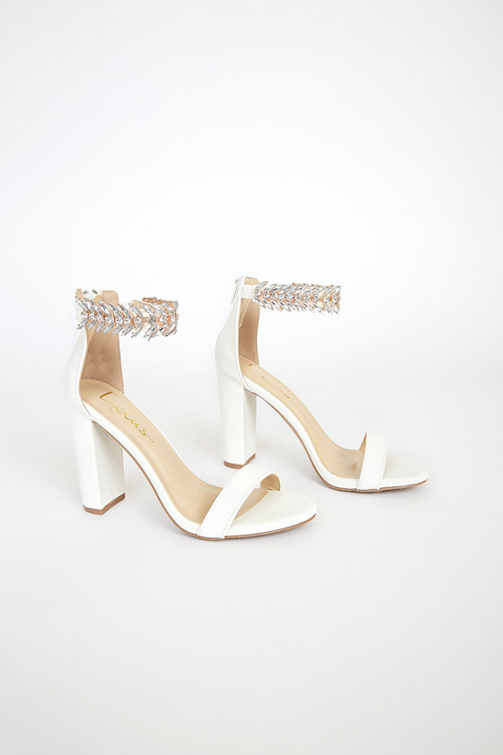 Mylan White Ankle Strap Heels 1