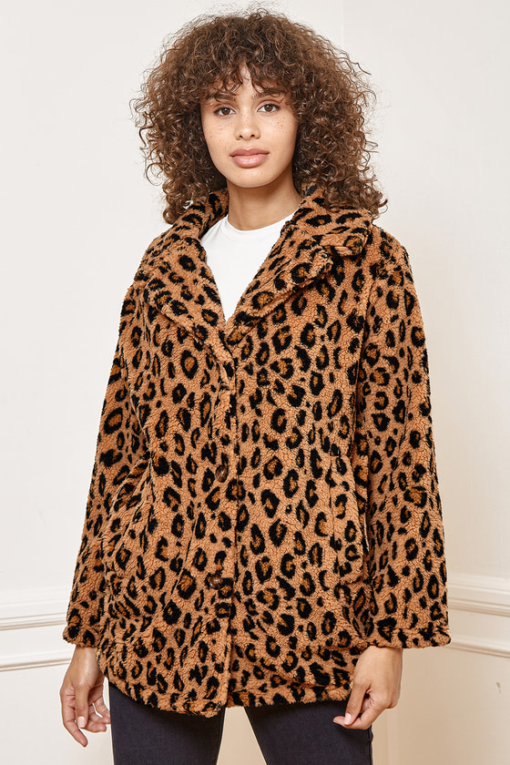 Billabong The Brighton - Tan Leopard Print Jacket - Fleece Coat - Lulus