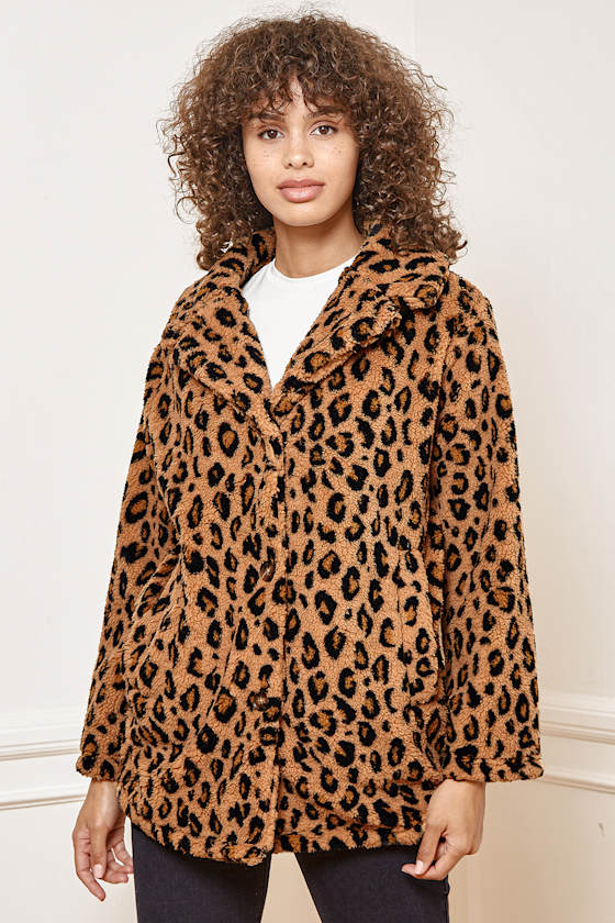 The Brighton Tan Leopard Print Fleece Jacket 7