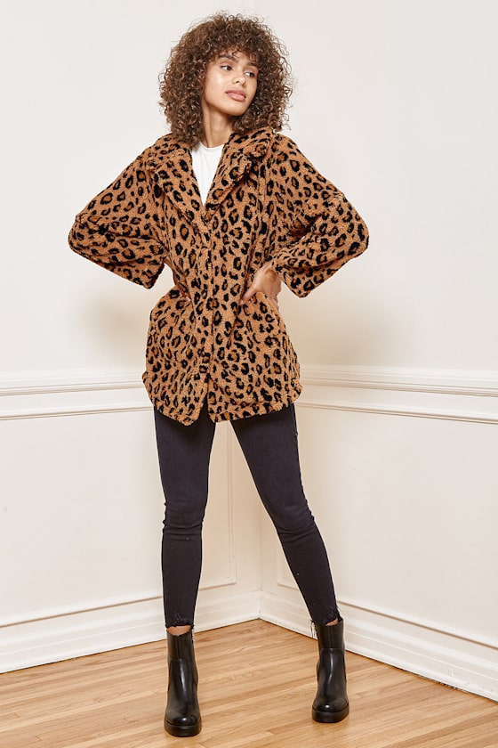 The Brighton Tan Leopard Print Fleece Jacket 6