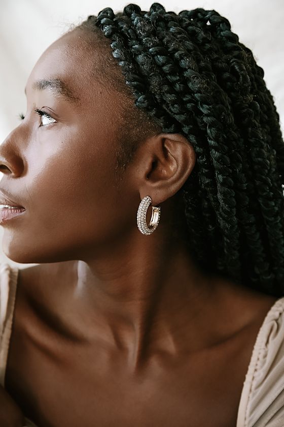 Gold Rhinestone Hoops - Pave Hoop Earrings - Gold Hoop Earrings - Lulus