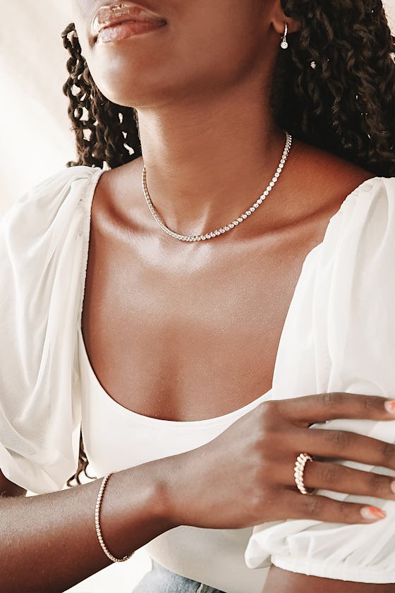Divine Shine 14KT Gold Rhinestone Choker Necklace 1