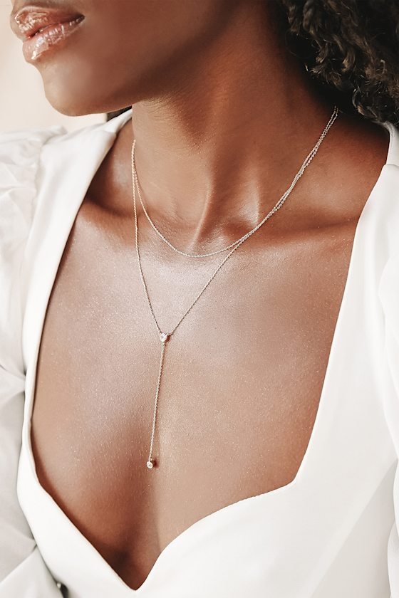Eternal Splendor 14KT Gold Rhinestone Lariat Necklace 1