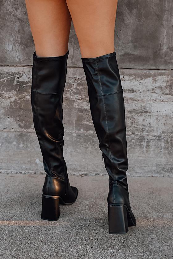 Valkyrie Black Square Toe Over the Knee Boots 6