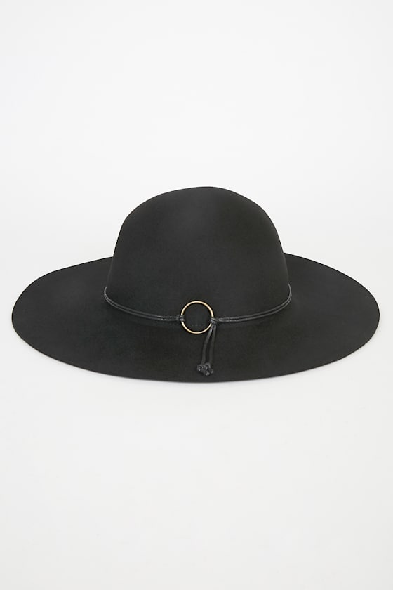 All I Wonder Black Wool Floppy Hat 2