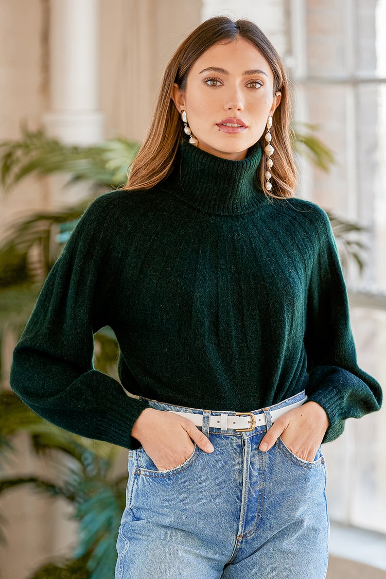 Dream it Up Dark Green Knit Turtleneck Sweater