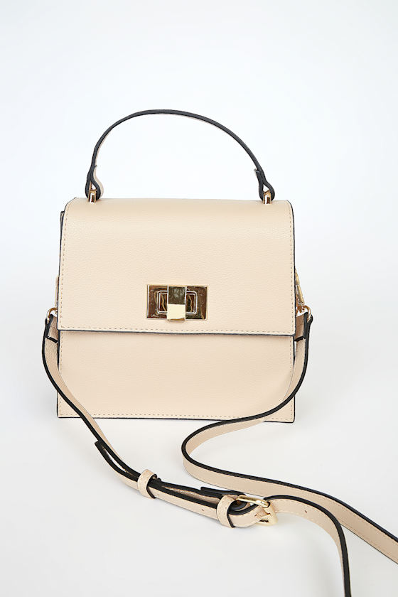 Beige Twilled Crossbody Bag With Pouch main image 1
