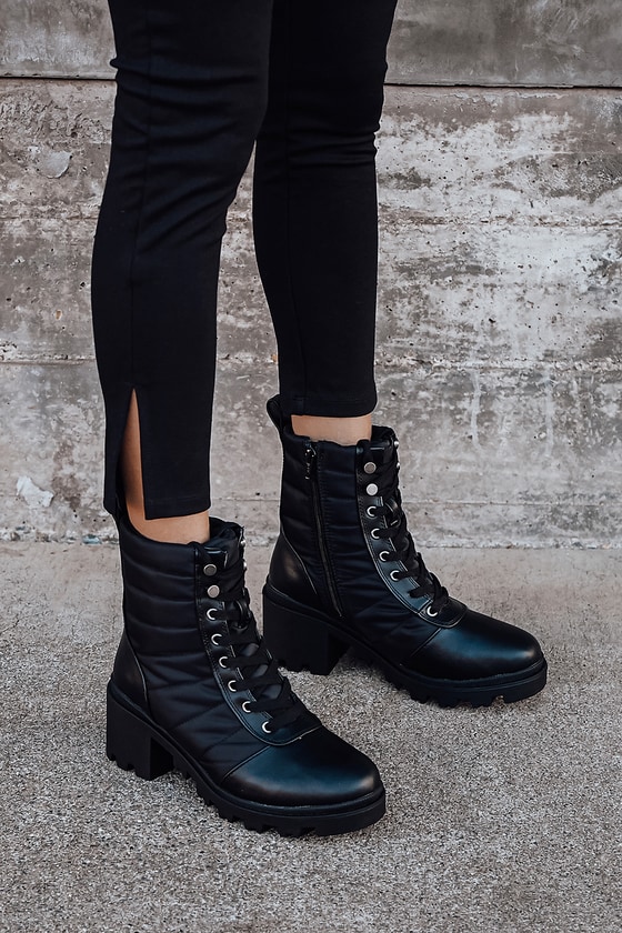 DV by Dolce Vita Nilda - Black Mid-Calf Boots - Lace-Up Boots - Lulus