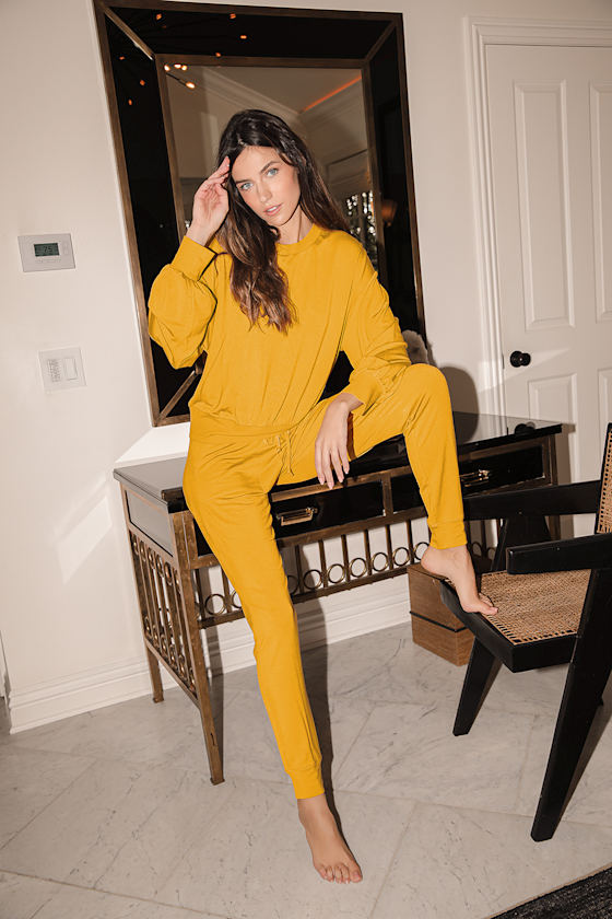 Mustard Yellow Joggers Lounge Pants Drawstring Jogger Pants Lulus
