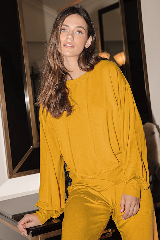 Blissful Mornings Mustard Yellow Pullover Sweatshirt 7