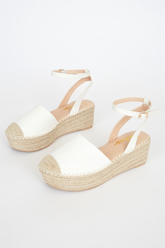 Cute White Espadrilles - Flatform Shoes - Flat Espadrilles - Lulus