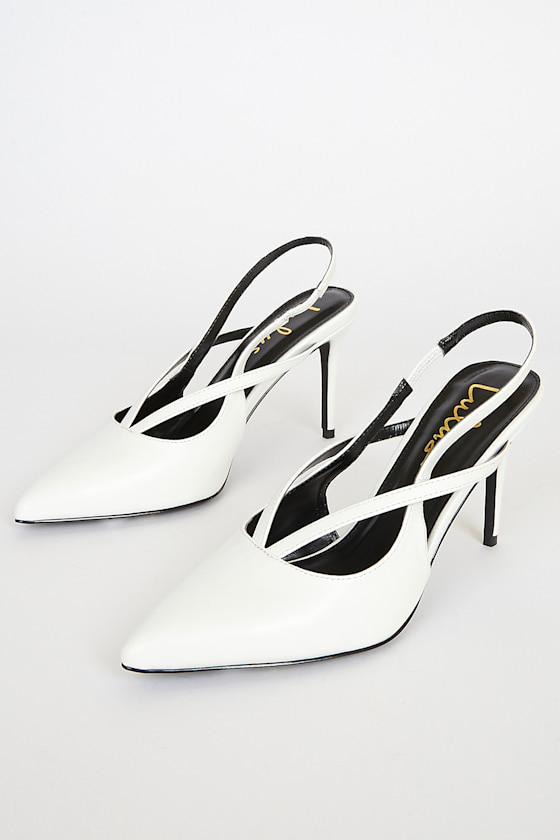 Sprague White Pointed-Toe Slingback Pumps 1