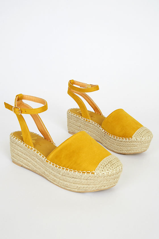 Janelle Marigold Suede Flatform Espadrilles 1