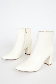 Sarai Off White Pointed-Toe Ankle Booties 1
