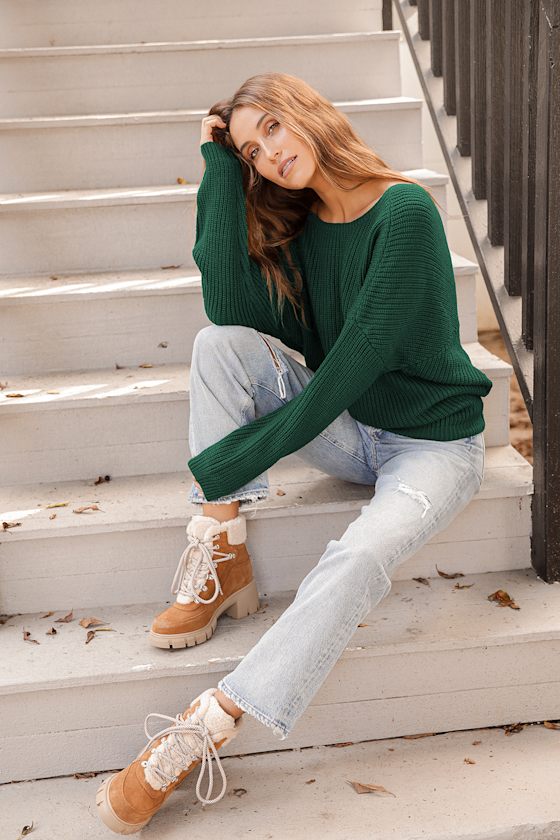 Won't Be Twist Green Twist Back Sweater 9