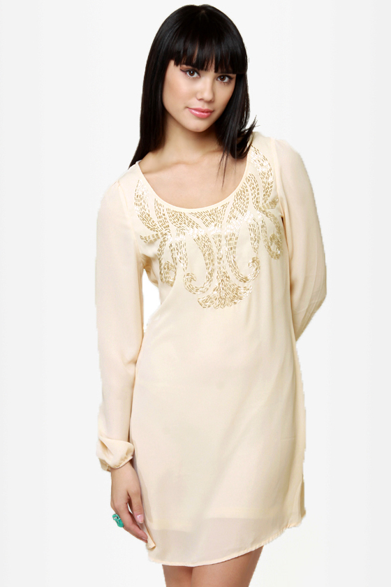 Swan Queen Beaded Cream Dress