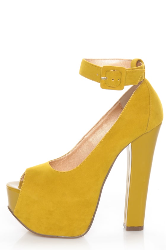 yellow platform high heels