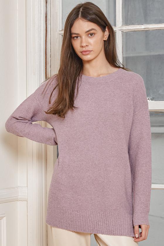 Dusty Lavender Sweater Knit Sweater Oversized Tunic Sweater Lulus