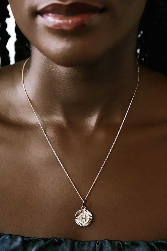 More Than Anything "H" 14KT Gold Initial Medallion Necklace 1